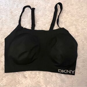 DKNY Laser Cut Scoop Seamless Light Support Bralette Black Small NEW